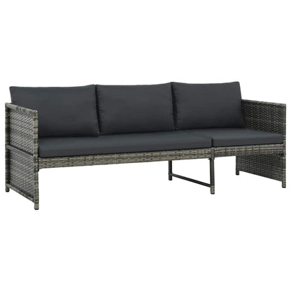 vidaXL 3 Piece Garden Lounge Set with Cushions Poly Rattan Grey