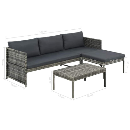 vidaXL Garden Lounge Set | Grey | PE rattan | Large |  Modular