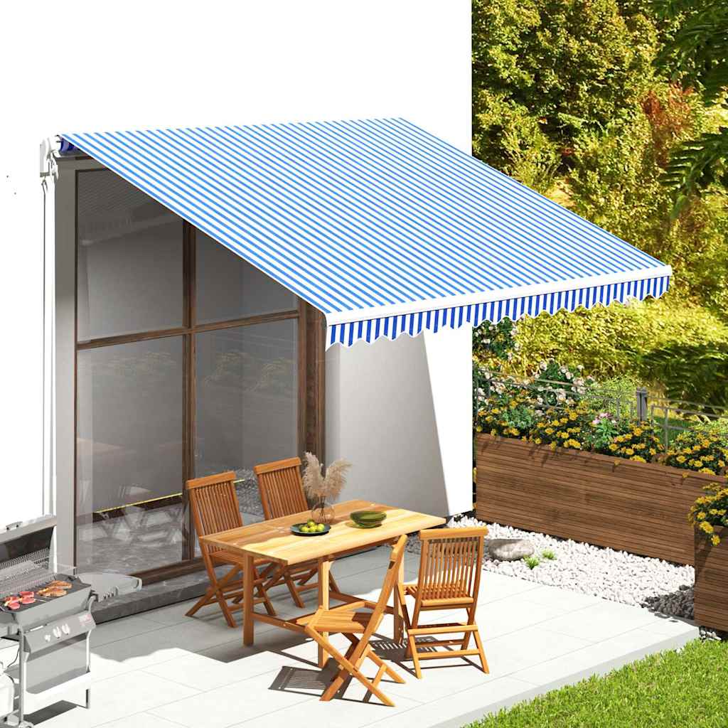 vidaXL Awning Replacement Fabric Blue and White 400x350 cm Polyester