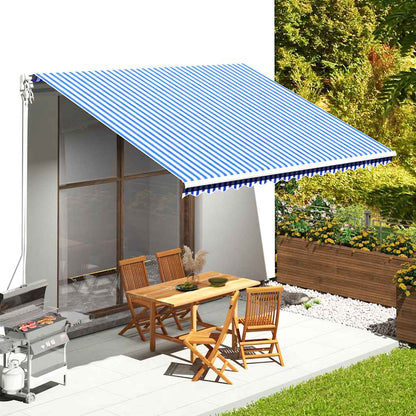 vidaXL Awning Replacement Fabric Blue and White 450x350 cm Polyester