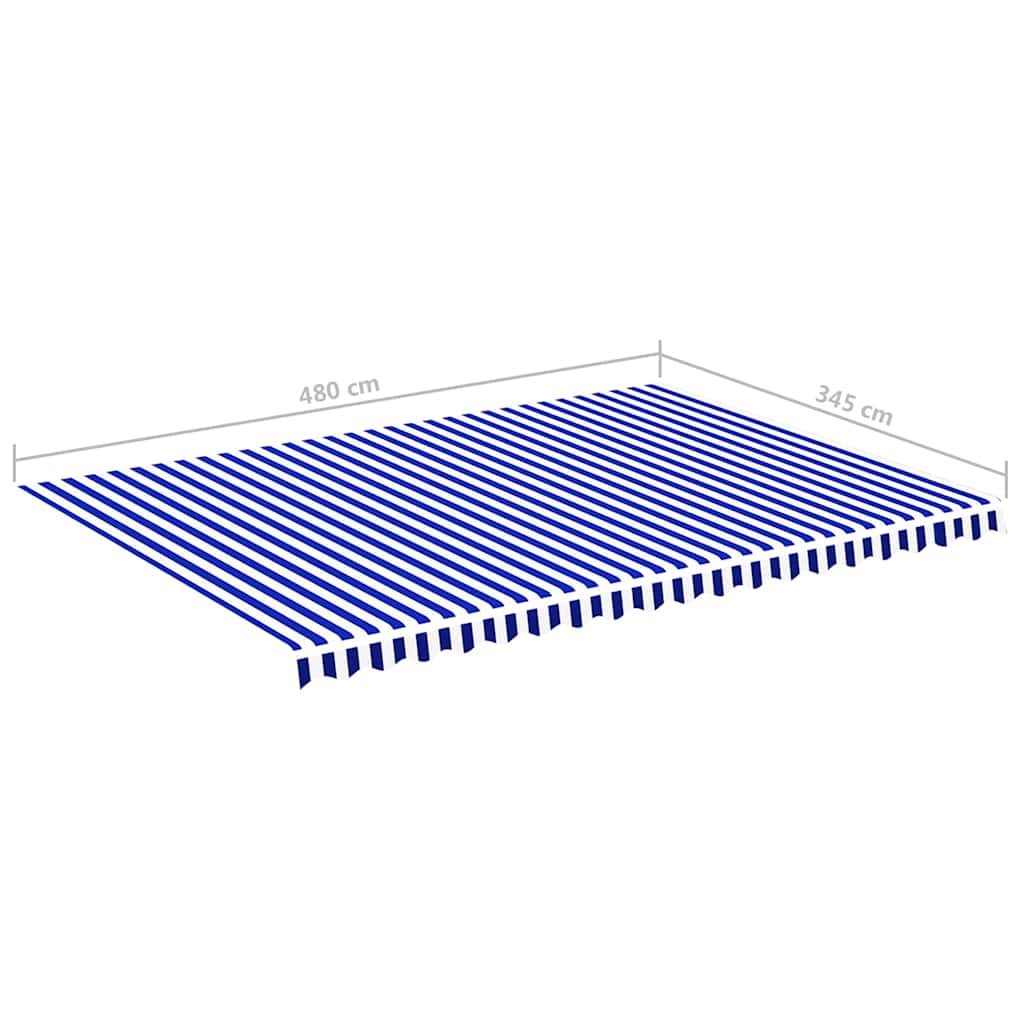 vidaXL Replacement Fabric for Awning Blue and White 5x3.5 m