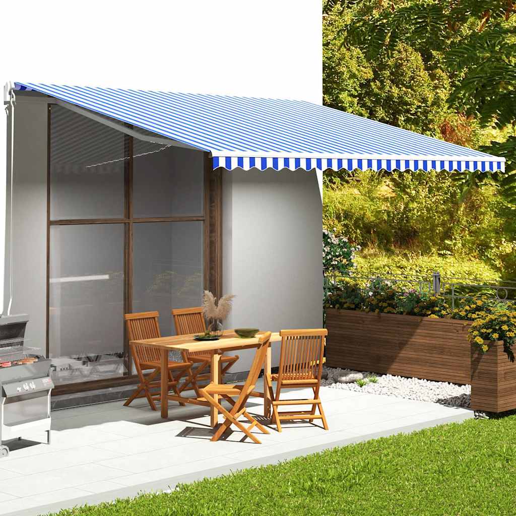 vidaXL Awning Replacement Fabric Blue and White 500x350 cm Polyester
