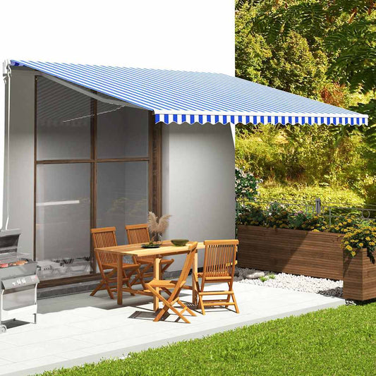 vidaXL Awning Replacement Fabric Blue and White 500x350 cm Polyester