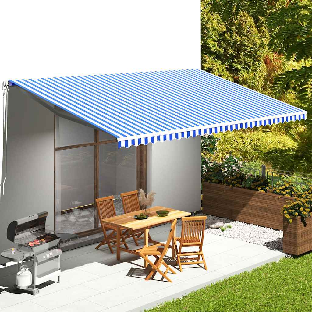 vidaXL Awning Replacement Fabric Blue and White 600x350 cm Polyester