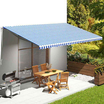 vidaXL Awning Replacement Fabric Blue and White 600x350 cm Polyester