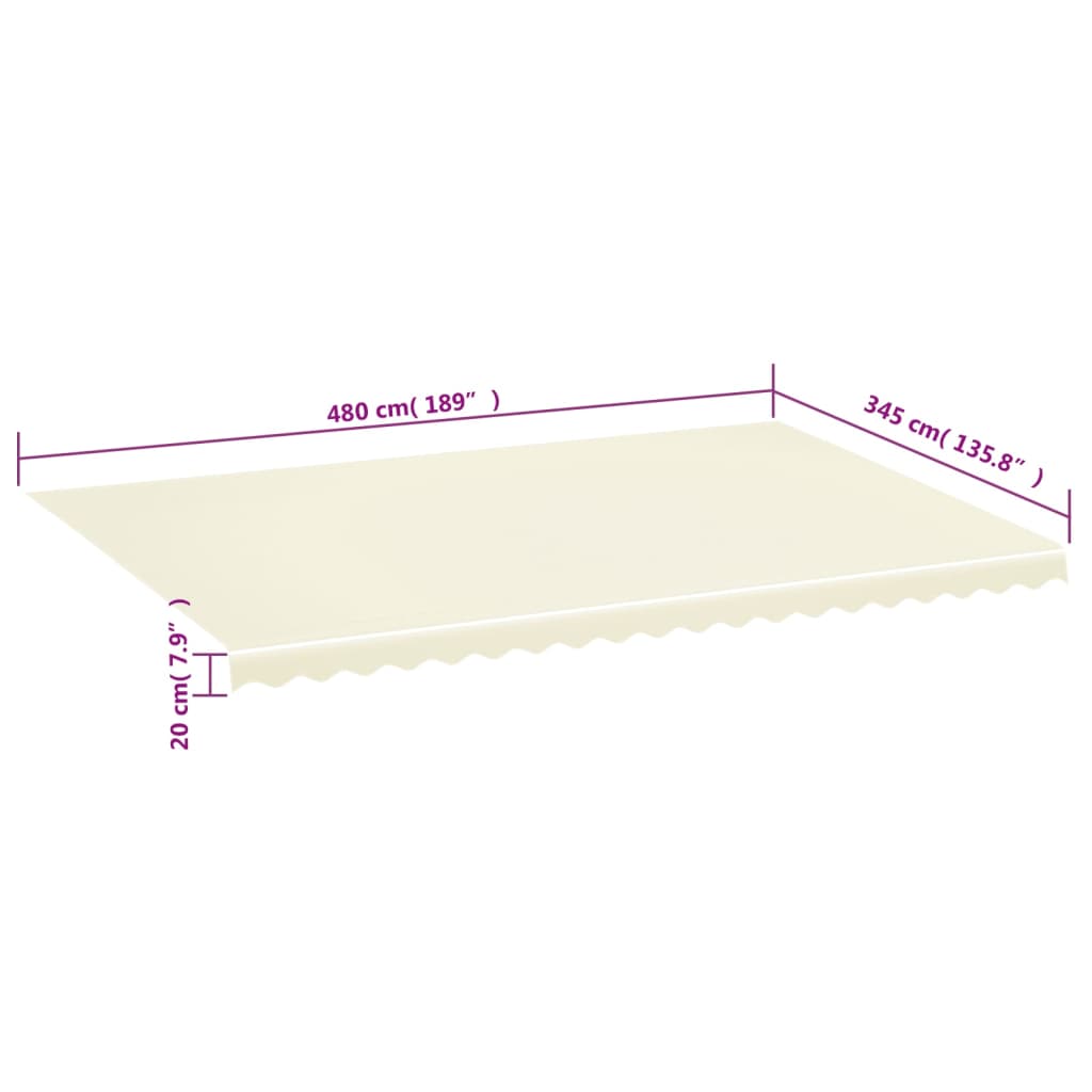vidaXL Awning Replacement Fabric Cream 5x3.5 m Polyester