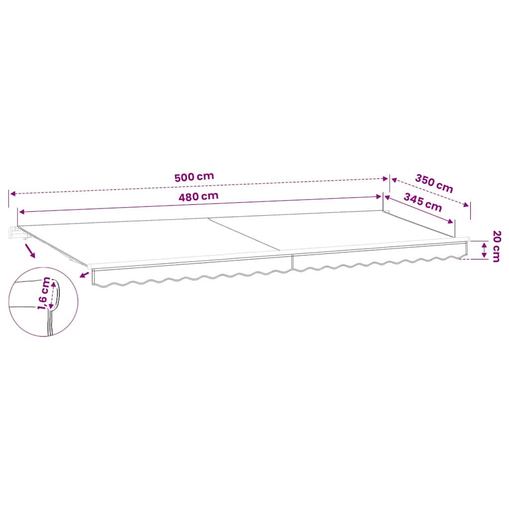 vidaXL Awning Replacement Fabric Cream 500x350 cm Polyester