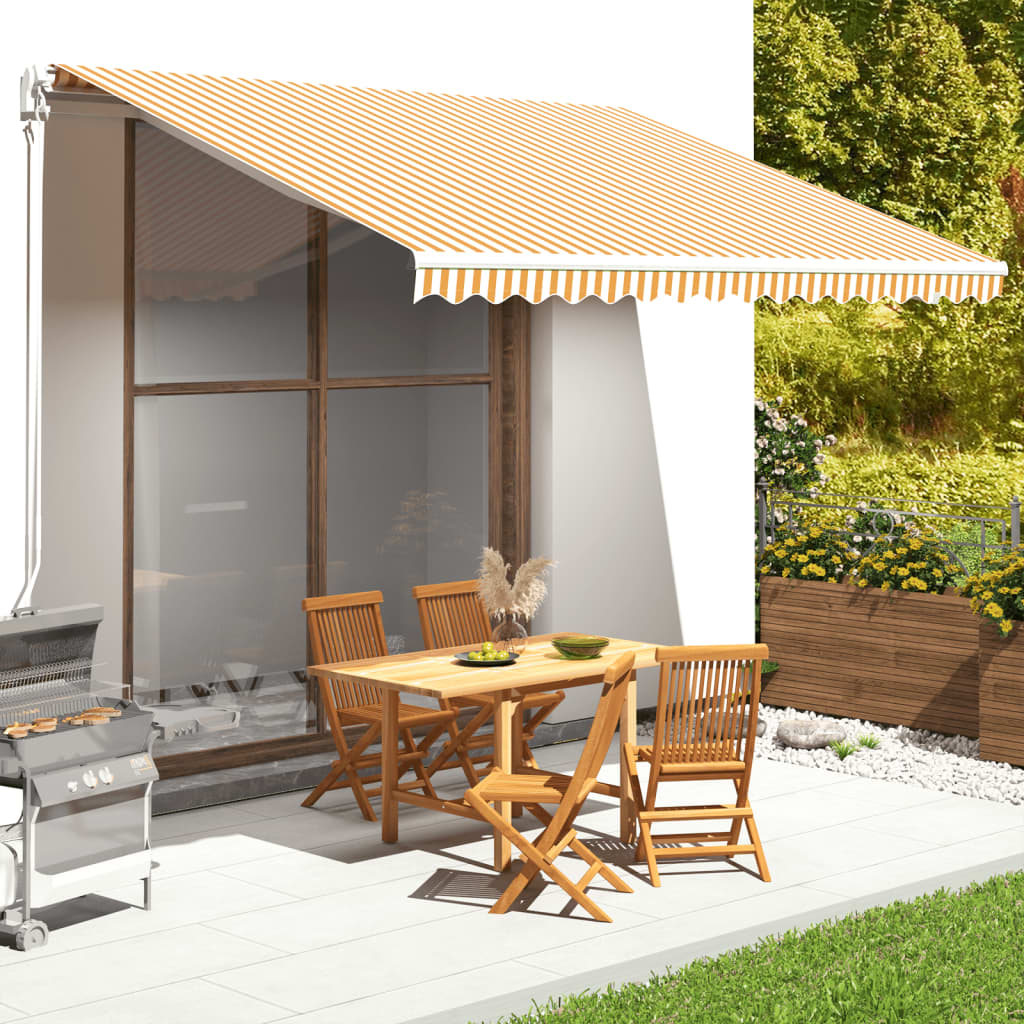 vidaXL Replacement Fabric for Awning Yellow and White 4x3.5 m