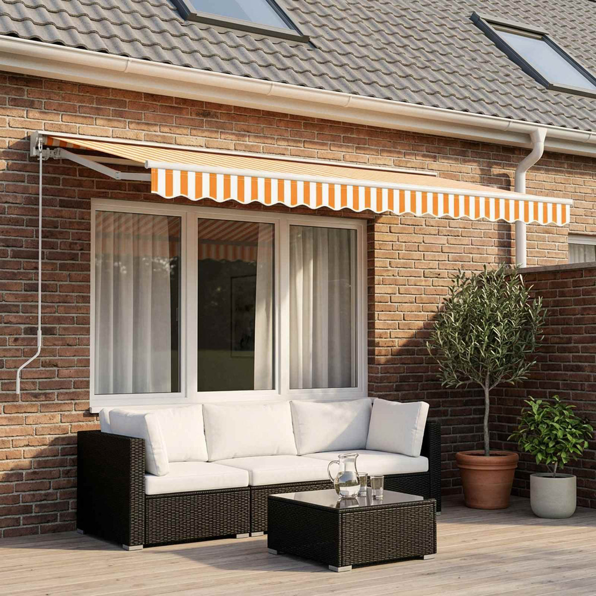 vidaXL Awning Replacement Fabric Yellow and White 500x350 cm Polyester