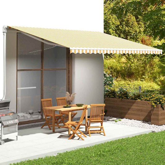 vidaXL Awning Replacement Fabric Yellow and White 5x3.5 m Polyester