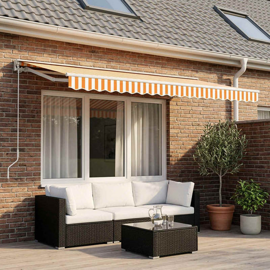 vidaXL Awning Replacement Fabric Yellow and White 600x350 cm Polyester