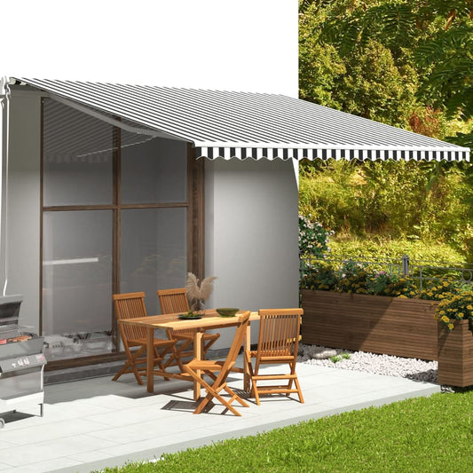 vidaXL Awning Replacement Fabric Anthracite and White 5x3.5 m Polyester