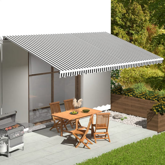 vidaXL Awning Replacement Fabric Anthracite and White 6x3.5 m Polyester