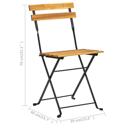 vidaXL Bistro Chair | Set of 4 | Brown, Black | Solid Acacia wood, Steel