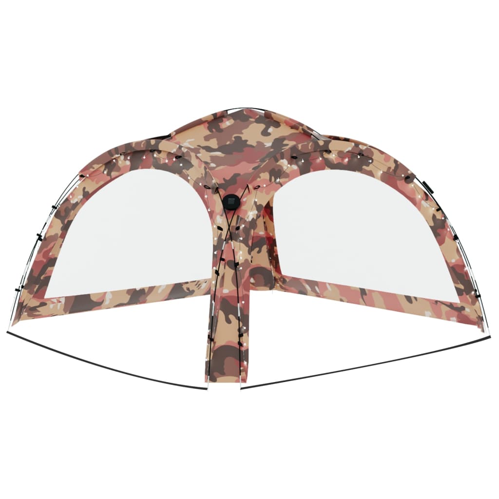 vidaXL Party Tent with LED and 4 Sidewalls 3.6x3.6x2.3 m Camouflage