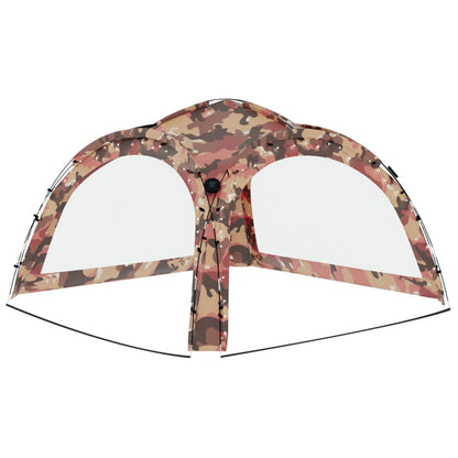 vidaXL Party Tent with LED and 4 Sidewalls 3.6x3.6x2.3 m Camouflage