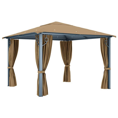 313893 vidaXL Gazebo with Curtain 300x300 cm Taupe Aluminium