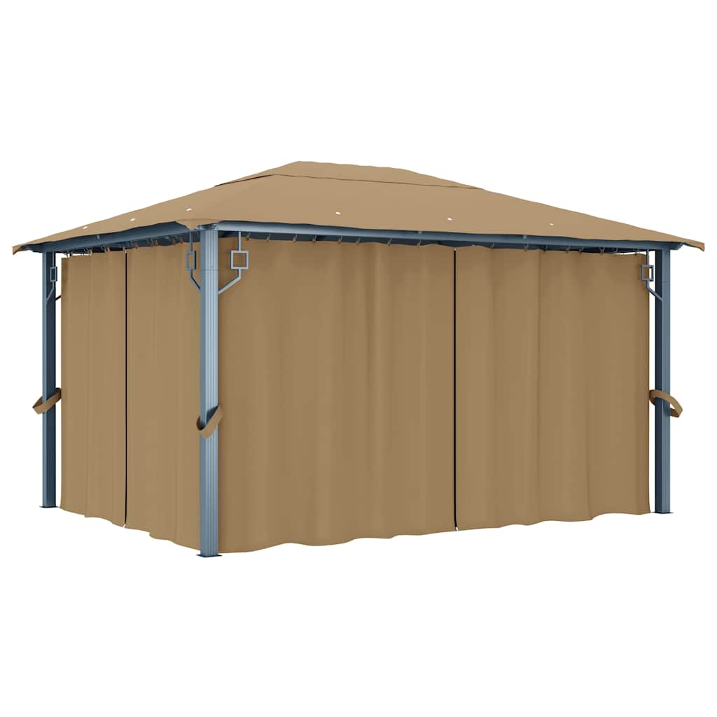 313894 vidaXL Gazebo with Curtain 400x300 cm Taupe Aluminium