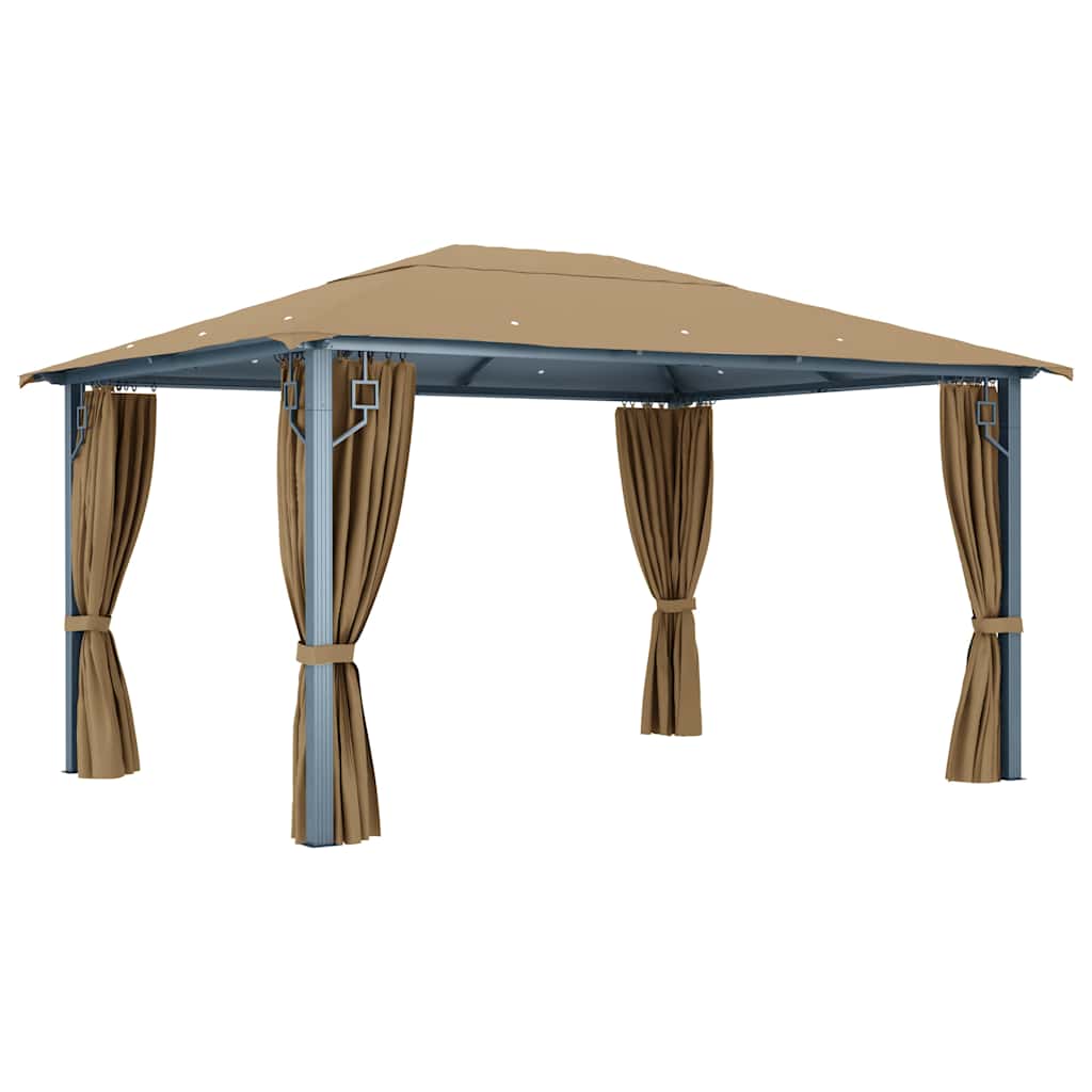 313894 vidaXL Gazebo with Curtain 400x300 cm Taupe Aluminium