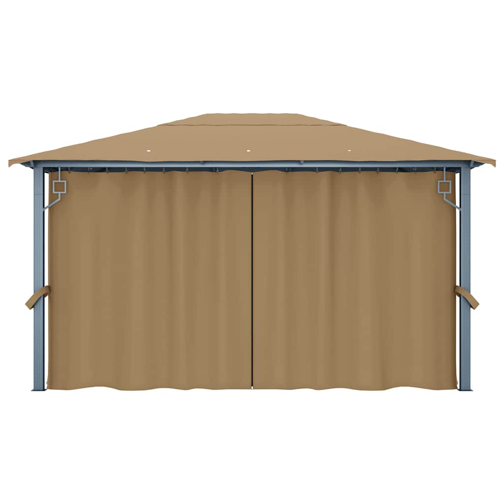 313894 vidaXL Gazebo with Curtain 400x300 cm Taupe Aluminium