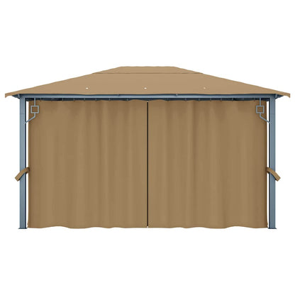 313894 vidaXL Gazebo with Curtain 400x300 cm Taupe Aluminium