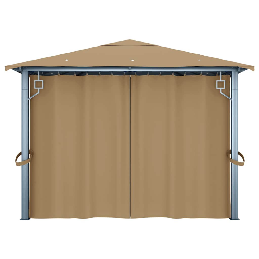 313894 vidaXL Gazebo with Curtain 400x300 cm Taupe Aluminium