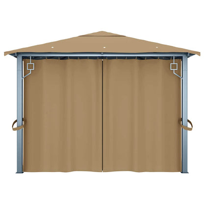 313894 vidaXL Gazebo with Curtain 400x300 cm Taupe Aluminium
