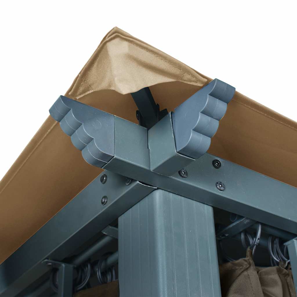 313894 vidaXL Gazebo with Curtain 400x300 cm Taupe Aluminium