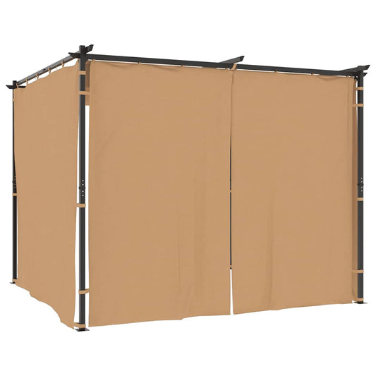 vidaXL Gazebo with Curtains 3x3 m Taupe Steel