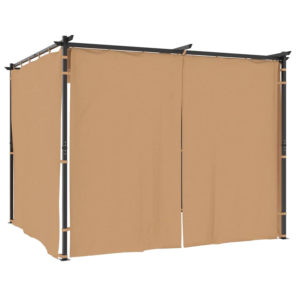313897 vidaXL Gazebo with Curtains 3x3 m Taupe Steel