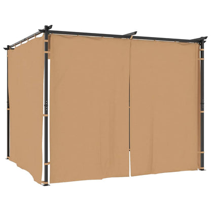 313897 vidaXL Gazebo with Curtains 3x3 m Taupe Steel