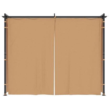 313897 vidaXL Gazebo with Curtains 3x3 m Taupe Steel