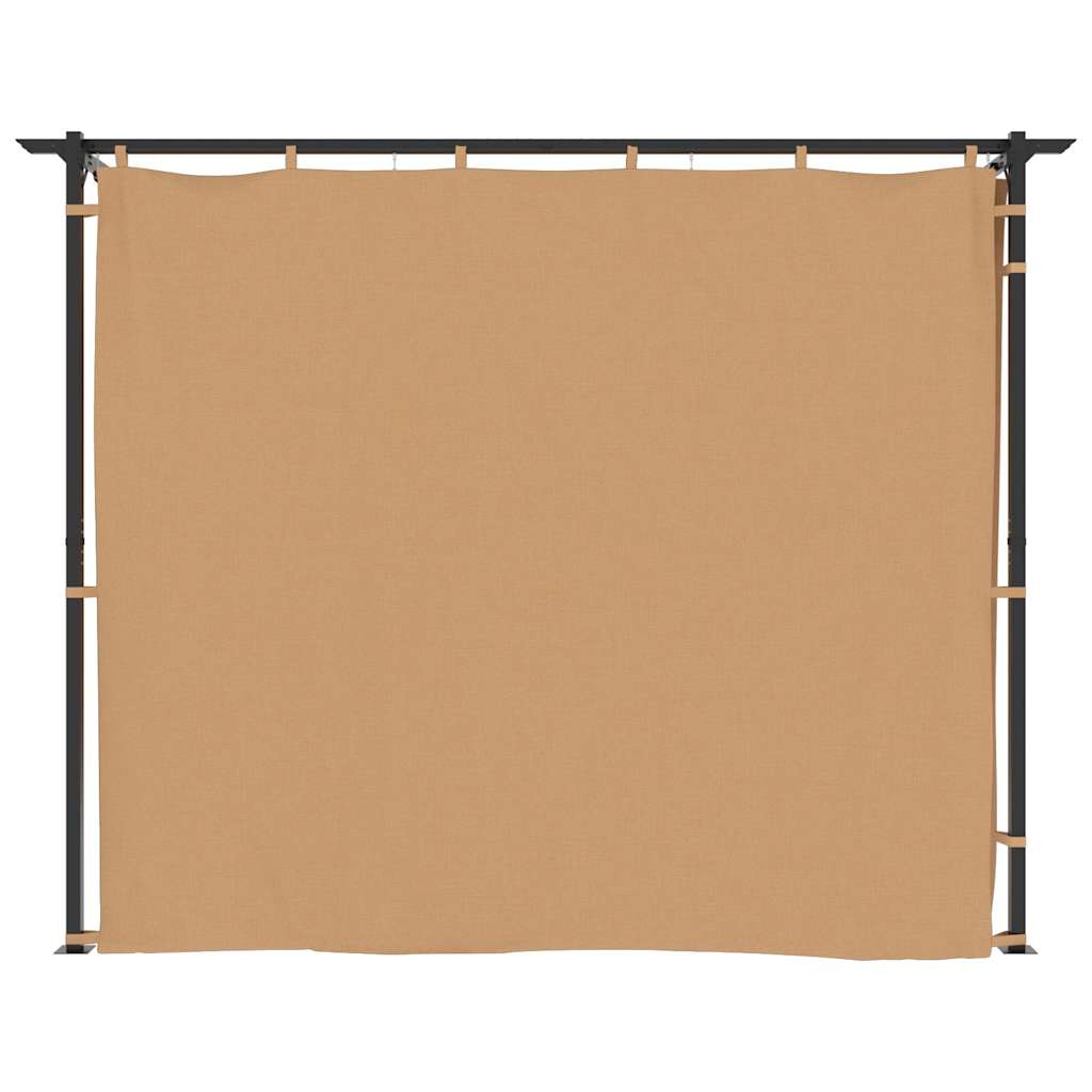 313897 vidaXL Gazebo with Curtains 3x3 m Taupe Steel