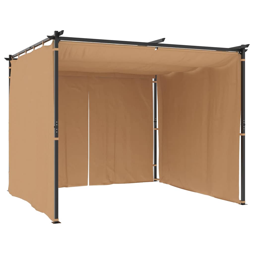 313897 vidaXL Gazebo with Curtains 3x3 m Taupe Steel