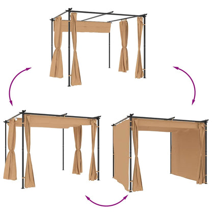 313897 vidaXL Gazebo with Curtains 3x3 m Taupe Steel