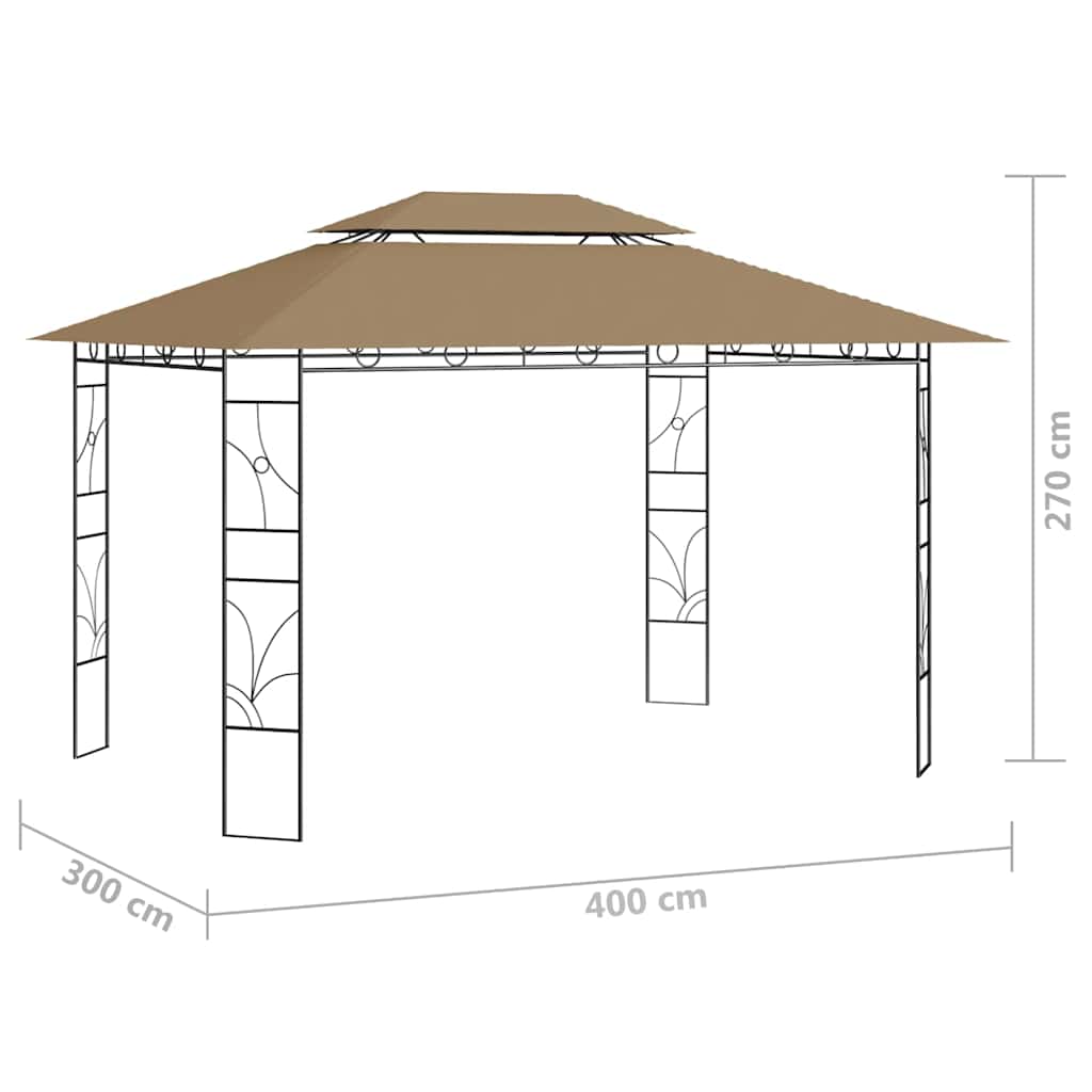 vidaXL Gazebo 4x3x2,7 m Taupe 160 g/m²
