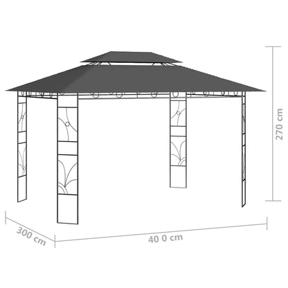 vidaXL Gazebo 4x3x2,7 m Anthracite 160 g/m²