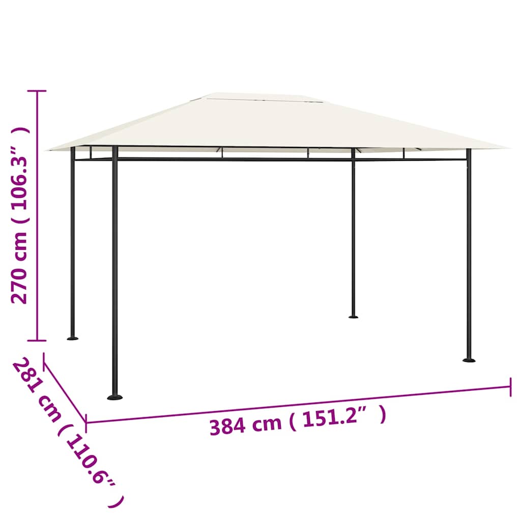 vidaXL Gazebo 384x281x270 cm Cream 180 g/m²