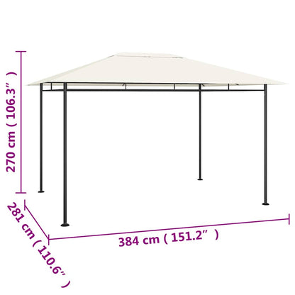 vidaXL Gazebo 384x281x270 cm Cream 180 g/m²