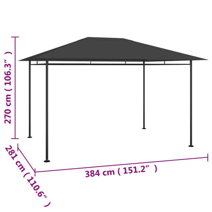 vidaXL Gazebo 384x281x270 cm Anthracite 180 g/m²