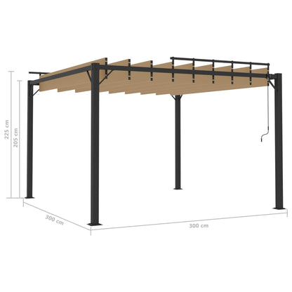vidaXL Gazebo with Louvered Roof 3x3 m Taupe Fabric and Aluminium