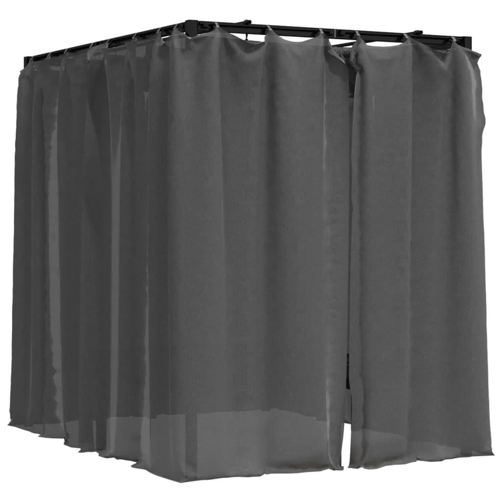 vidaXL Double Sun Lounger with Side and Top Curtains Anthracite
