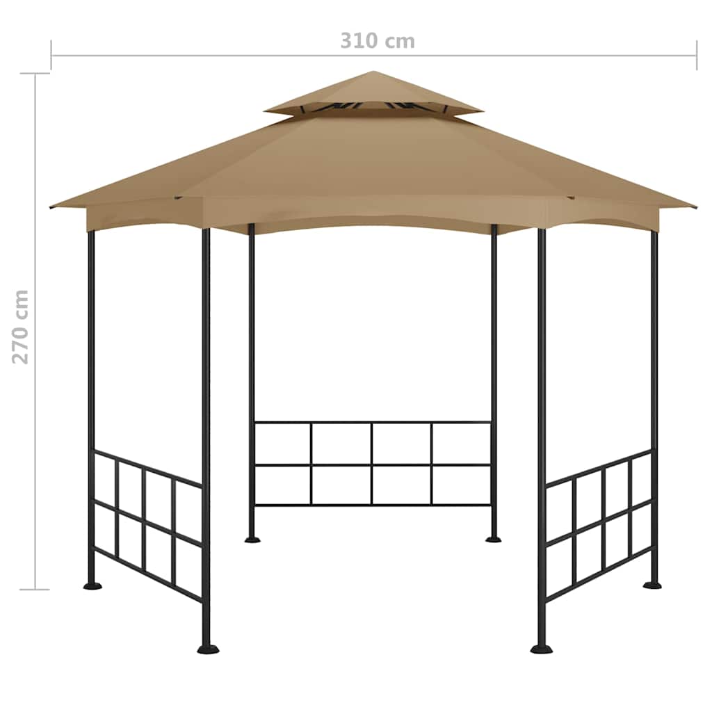 313932 vidaXL Gazebo with Sidewalls 3,1x2,7 m Taupe