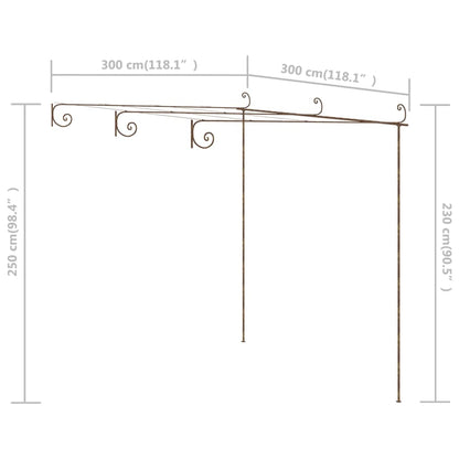 vidaXL Garden Pergola Antique Brown 3x3x2.5 m Iron