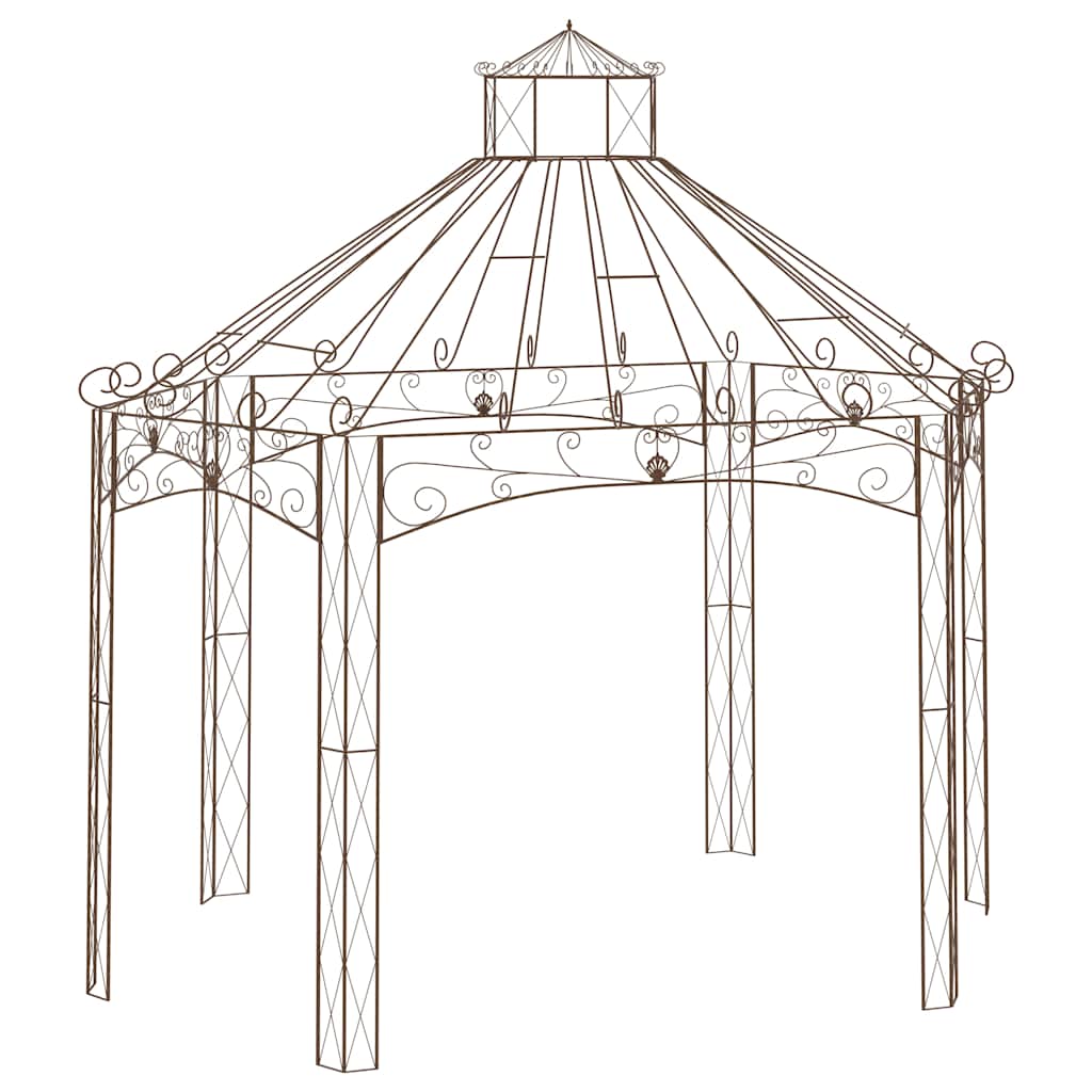 314000 vidaXL Garden Pavilion Antique Brown 400x258x378 cm Iron