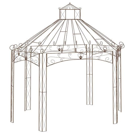 314000 vidaXL Garden Pavilion Antique Brown 400x258x378 cm Iron
