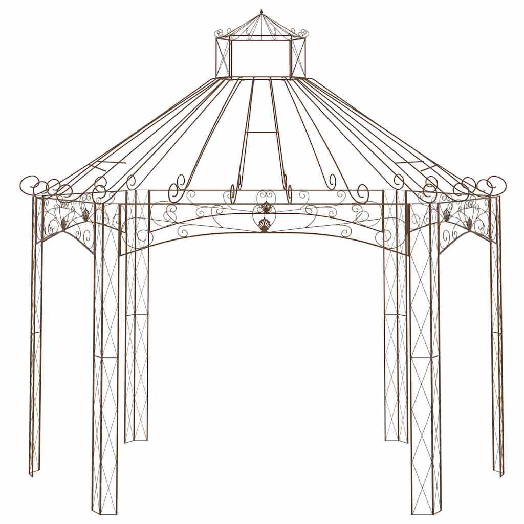 314000 vidaXL Garden Pavilion Antique Brown 400x258x378 cm Iron