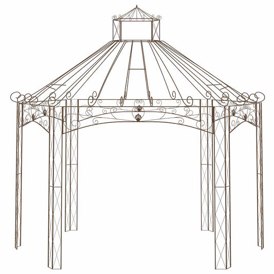 314000 vidaXL Garden Pavilion Antique Brown 400x258x378 cm Iron
