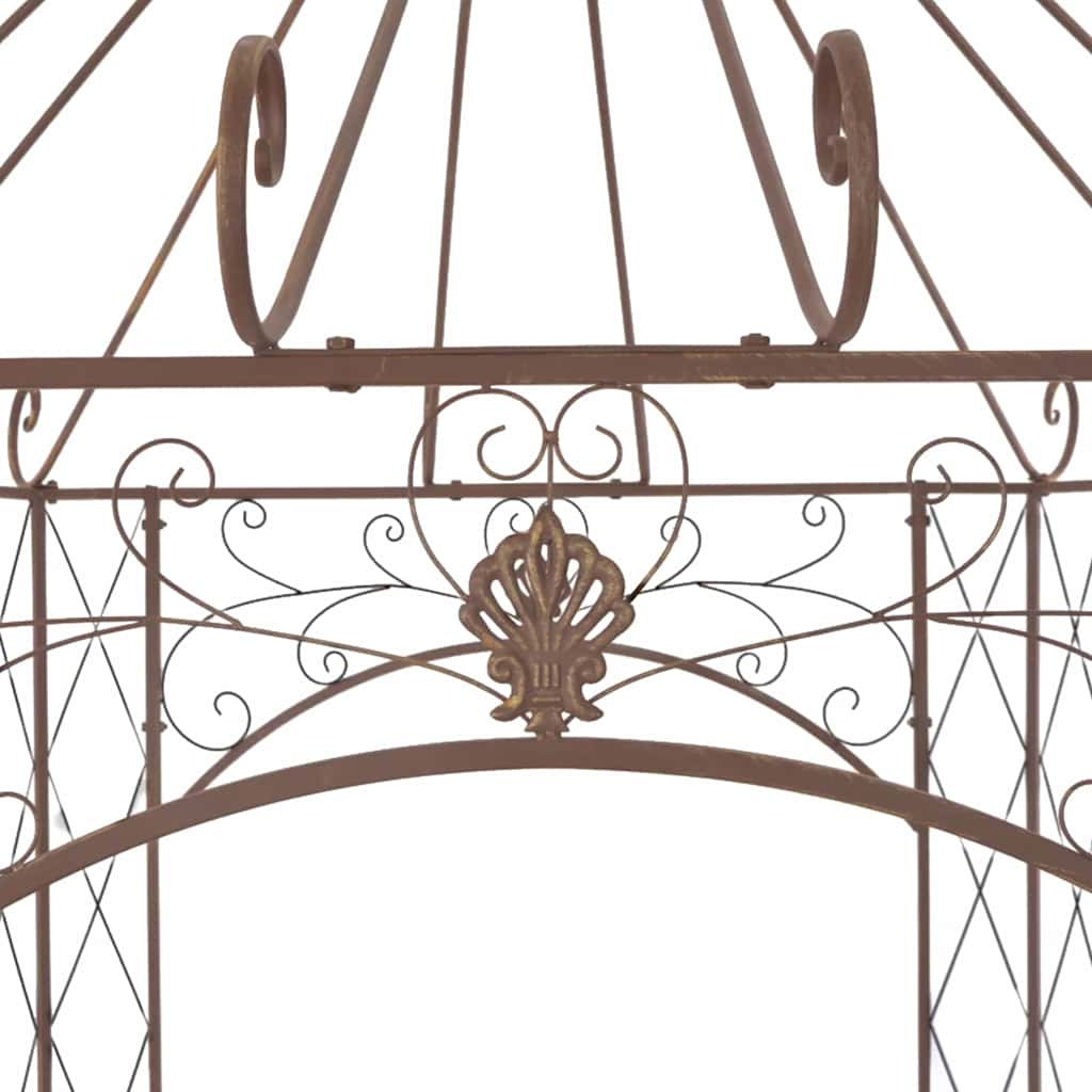 314000 vidaXL Garden Pavilion Antique Brown 400x258x378 cm Iron