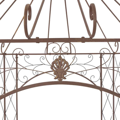 314000 vidaXL Garden Pavilion Antique Brown 400x258x378 cm Iron